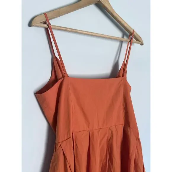 CECILIE COPENHAGEN anthropologie orange cotton Lonni poplin wrap midi dress - Picture 9 of 14
